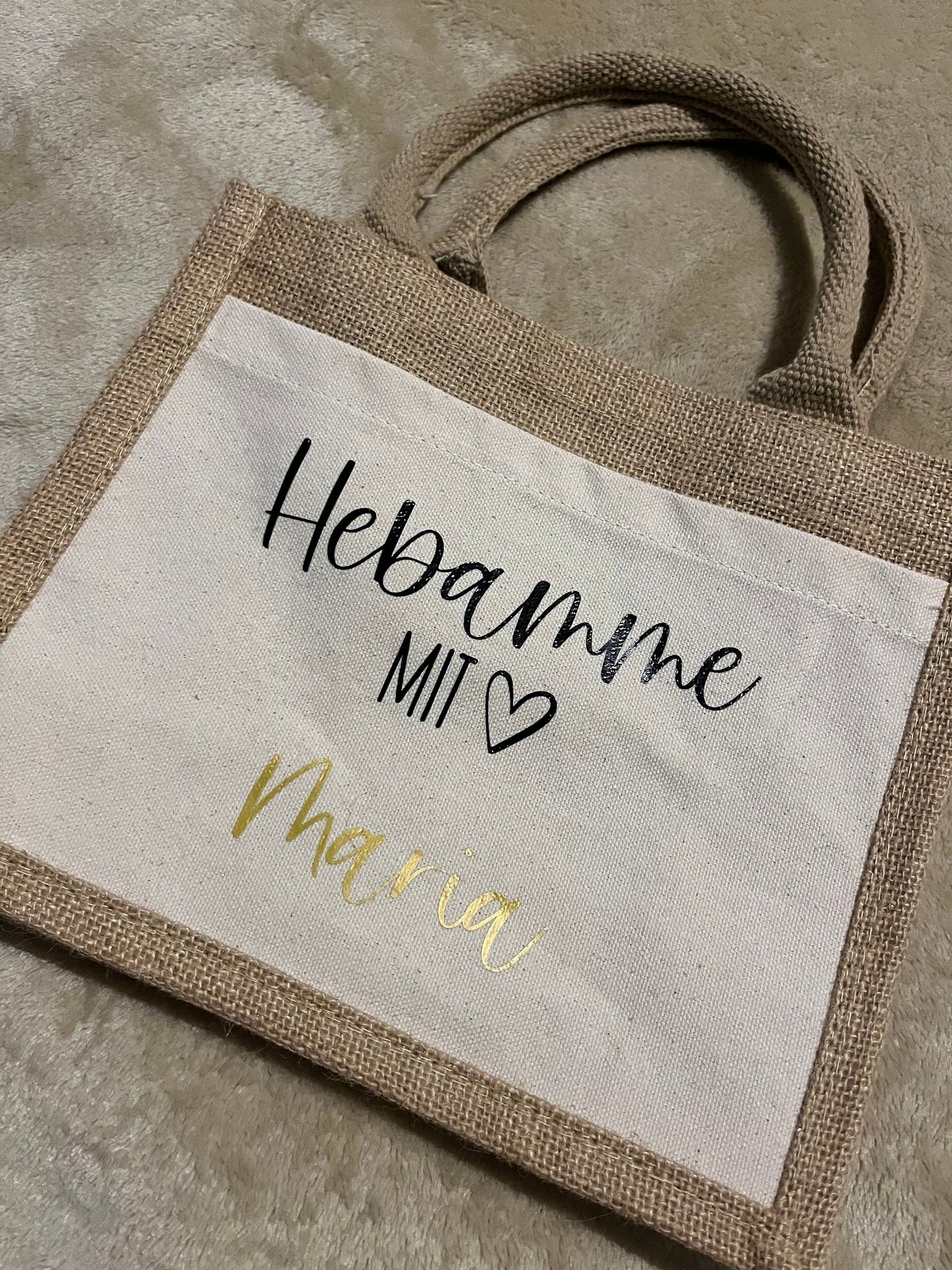 Hebamme Tasche Personalisiert | Hebamme mit Herz und Namen | Einkaufstasche | Picknicktasche | Strandtasche | Geschenk | Hebamme