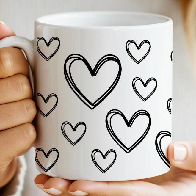 Valentinstag Tasse 'Herzen' | Romantisches Geschenk, Kaffee- und Teeliebhaber | Geschenkidee Freundin | Minimalistische Tasse | Liebe